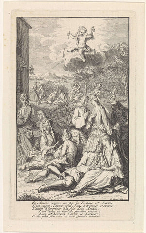 Allegorical representation with love couples, Bernard Picart, 1721 Canvas Print