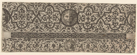 Wide and a very narrow frieze with moresken and a frieze with arabesques on top of each other, anonymous, 1550 - 1580 Canvas Print