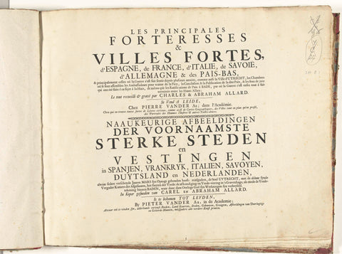 Title page for the series of 49 plates of strong cities and fortresses, ca. 1701-1713, Pieter van der Aa (I), 1701 - 1714 Canvas Print