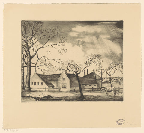 Farm with hay barn in Nieuw-Loosdrecht, Lodewijk Schelfhout, 1934 Canvas Print