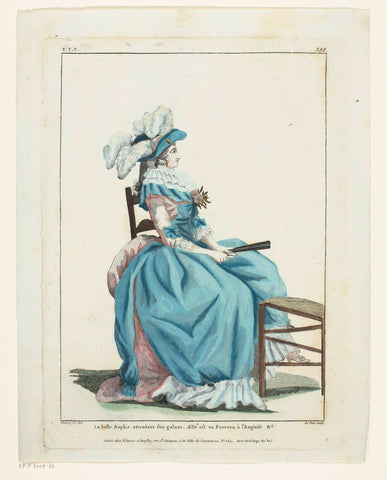 Gallerie des Modes et Costumes Français 1787, TTT.388: La belle Sophie attendant..., Hippolyte Le Bas, 1787 Canvas Print