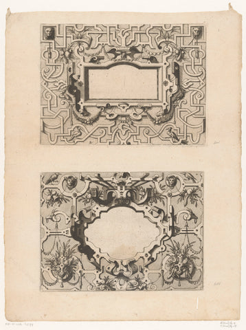 Cartouches met vogels en fruittrossen, anonymous, 1555 - 1560 Canvas Print