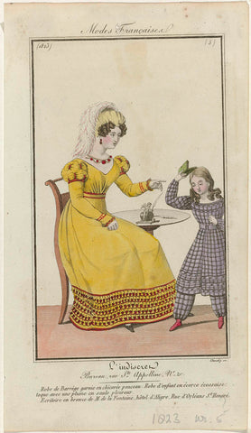 L'Indiscret, 1823, No 5, Modes Françaises: Robe de Barrèg (...), Chazal j, 1823 Canvas Print