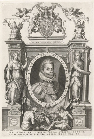 Portrait of Emanuel Philibert, duke of Savoy, Johann Sadeler (I), 1595 - 1596 Canvas Print