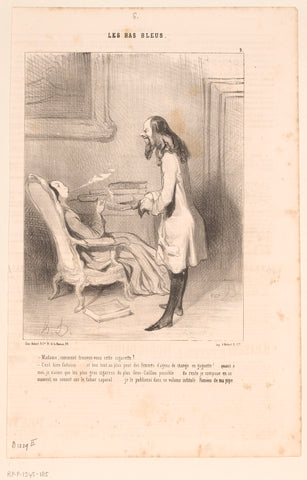 Man asks a lady how the cigarette pleases her, Honoré Daumier, 1844 Canvas Print