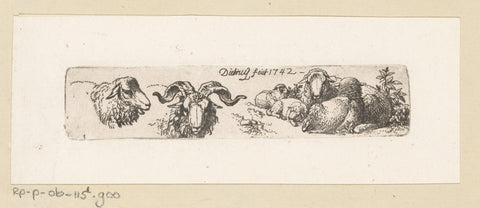 Rams and sheep, Christian Wilhelm Ernst Dietrich, 1742 Canvas Print