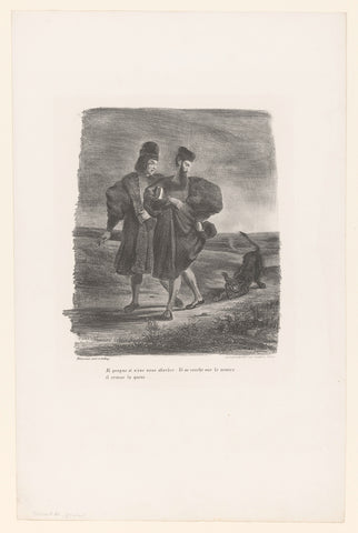 Faust and Wagner are followed by a dog, Eugène Delacroix, 1828 Canvas Print