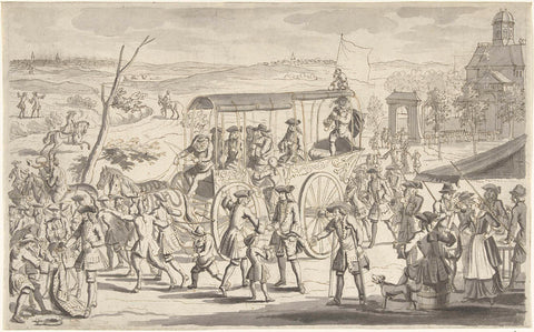 Design drawing for the print of the Actionists en route to Vianen, 1720, anonymous, 1720 Canvas Print