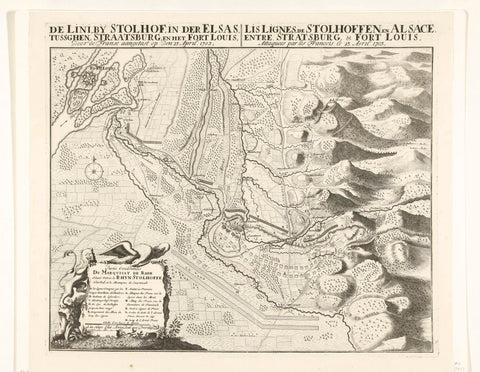 Attack of the French on the line at Stollhofen, 1703, anonymous, 1703 Canvas Print