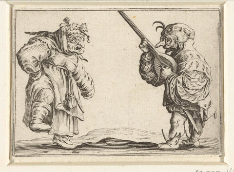 Dancing dwarf and lute-playing dwarf, Jacques Callot, 1621 Canvas Print