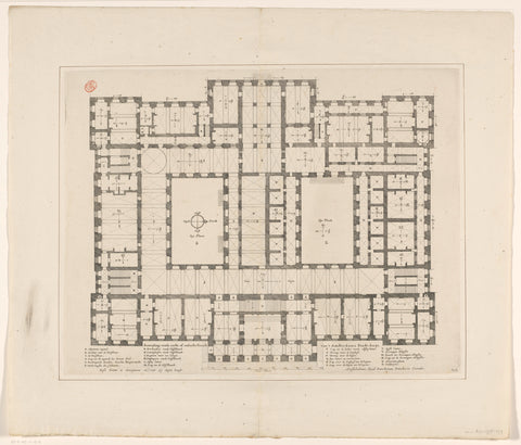 Floor plan of the ground floor ('first or lower Ground') of the Town Hall on Dam Square, Dancker Danckerts (possibly), Jacob Vennekool, 1661 Canvas Print