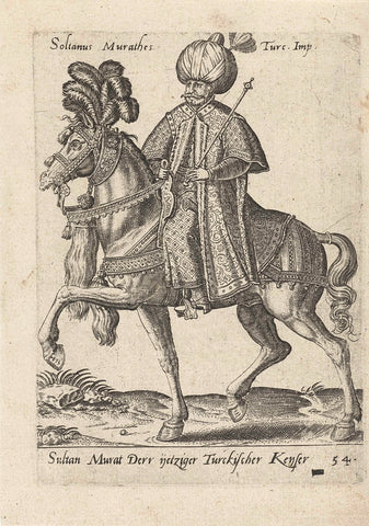 Sultan Murat III on horseback, Abraham de Bruyn (attributed to), 1577 Canvas Print