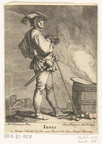 Fire, Frederick Bloemaert, 1632 - 1670 Canvas Print