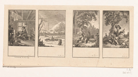 Four scenes from the Idylls by Salomon Gessner, Daniel Nikolaus Chodowiecki, 1771 Canvas Print