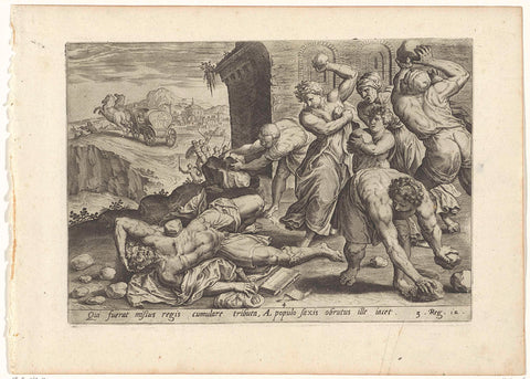 Steniging van Adoniram, Hans Collaert (I) (attributed to), 1585 Canvas Print