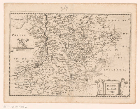 Map of the Duchy of Limburg, anonymous, c. 1660 - 1696 Canvas Print