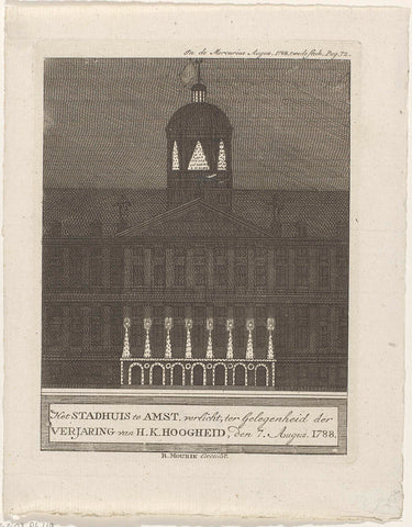 Illuminatie of the City Hall in Amsterdam, 1788, anonymous, 1789 Canvas Print