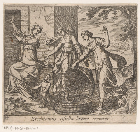 Erichthonius left out of his basket, Antonio Tempesta, 1606 - 1638 Canvas Print