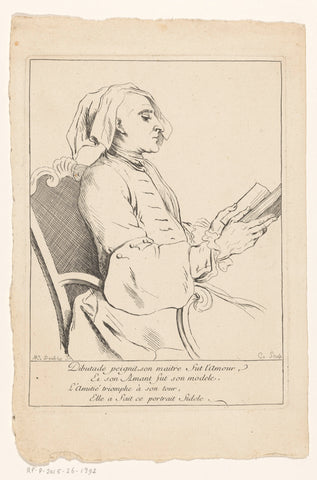 Portrait of Camille Falconet reading, Anne Claude Philippe Caylus, 1702 - 1765 Canvas Print