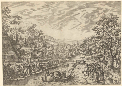 Het trekken om de gans, ca. 1600, Hans Bol, 1575 - c. 1597 Canvas Print