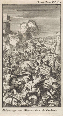 Siege of Nicosia by the Ottoman army, 1570, Jan Luyken, 1699 Canvas Print