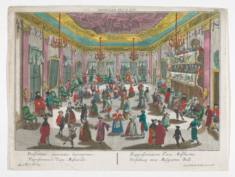 View of a masked ball, Georg Balthasar Probst, 1742 - 1801 Canvas Print