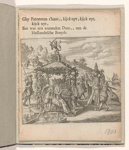 Title page of the pamphlet Ghy Patriotten t'hans, kijck uyt, kijck uyt, kijck uyt, Siet wat een vreemden Dans, om de Hollandtsche Bruydt, 1615, anonymous, 1615 Canvas Print