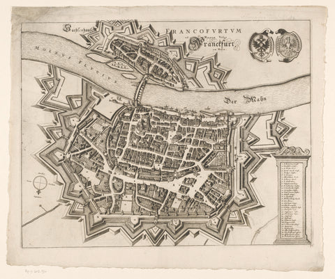 Plattegrond van Frankfurt am Main, anonymous, after 1695 - 1728 Canvas Print