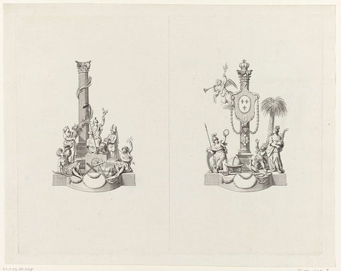 Two allegorical table decorations, 1786, Reinier Vinkeles (I) (attributed to), 1786 Canvas Print