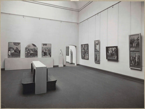 Room with paintings and a sculpture next to a passage, 1949 Canvas Print