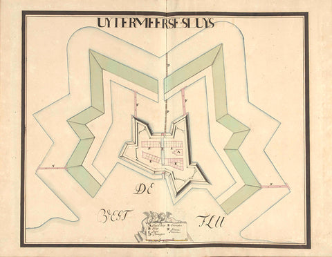 Map of the Fort Uitermeer, ca. 1701-1715, Samuel Du Ry de Champdoré, 1701 - 1715 Canvas Print