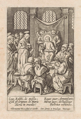 Christ as a twelve-year-old in the temple, Hieronymus Wierix, 1563 - before 1619 Canvas Print