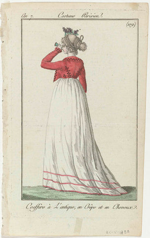 Journal des Dames et des Modes, Costume Parisien, 29 May 1799, Year 7 (109) : Coeffure à l'antiqu (...), anonymous, 1799 Canvas Print