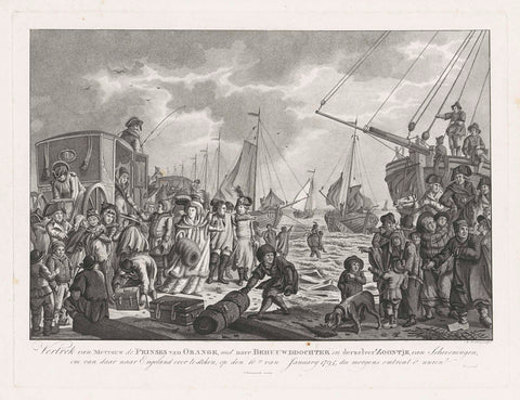 Vertrek van de prinses van Oranje naar Engeland, 1795, M. Brakel, 1795 Canvas Print