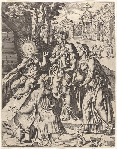 Heilige vrouwen bij het graf, Dirck Volckertsz. Coornhert (attributed to), 1548 Canvas Print