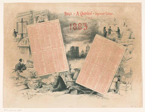 Calendar of publishing house A. Quantin for the year 1883, Louis Jules Adeline, 1882 Canvas Print