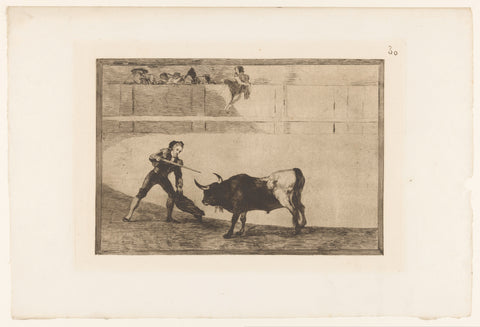 Pedro Romera Martínez kills a bull, Francisco de Goya, 1876 Canvas Print