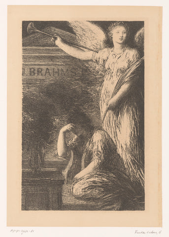 Music and Fame at a mausoleum for Brahms, Henri Fantin-Latour, 1898 Canvas Print