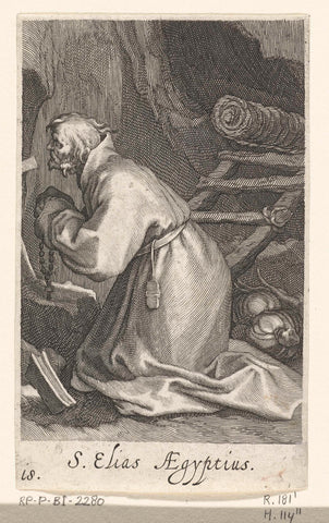 Saint Elias of Caesarea as hermit, Boetius Adamsz. Bolswert, 1619 Canvas Print