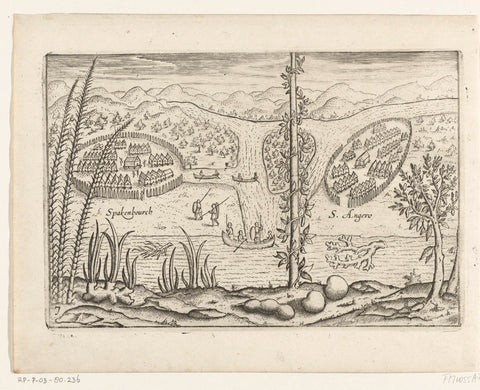 Villages Spakenburg and S. Angero on Madagascar, 1595, anonymous, 1646 Canvas Print