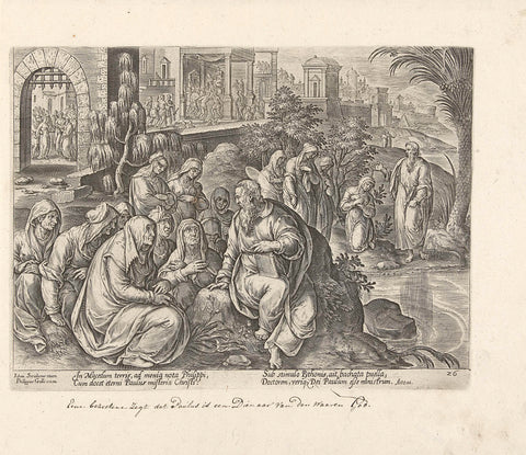 Paul converts the wives of Filippi, Philips Galle, 1582 Canvas Print