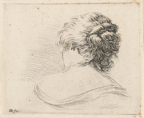 Bust of a Woman, Seen on the Back, Stefano della Bella, 1620 - 1647 Canvas Print