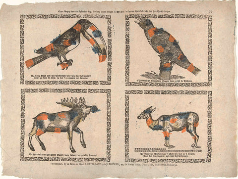 Two birds of a bysonder slag / kinders wiltse koopen // Gy have by a hartebok / And siet het rheedje loopen, De inherit de weduwe J. Ratelband and J. Bouwer, c. 1782 - c. 1793 Canvas Print