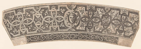 Slightly curved frieze with a mascaron in the middle, a narrow frieze at the bottom, anonymous, 1550 - 1580 Canvas Print