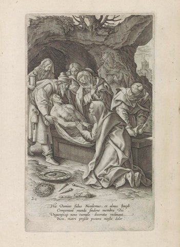 Entombment of Christ, Antonie Wierix (II), 1585 Canvas Print