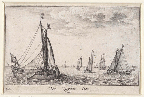 View of the Zuiderzee with sailing ships, Wenceslaus Hollar, 1635 Canvas Print