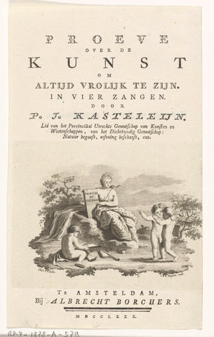 Title page for: P.J. Kasteleijn, Proeve over de kunst om altijd vrolijk te zijn. In four vocals. Amsterdam, 1780, Cornelis Bogerts, 1780 Canvas Print