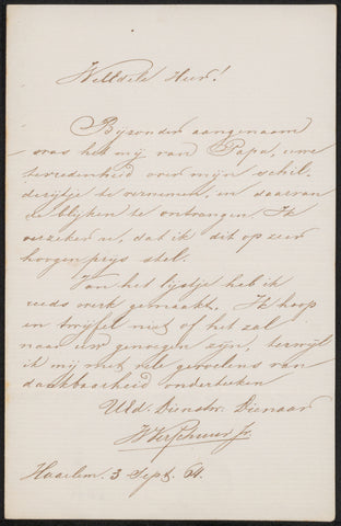 Letter to anonymous, Wouter Verschuur (1841-1936), 1864 Canvas Print