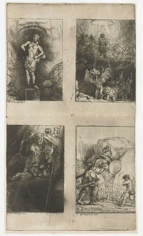 Four Illustrations to a Spanish Book, Rembrandt van Rijn, 1655 Canvas Print