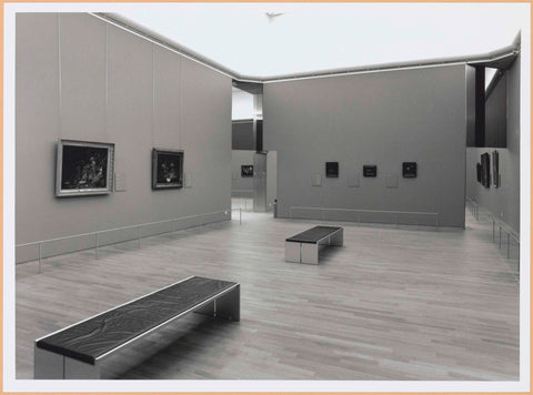 Room with paintings and benches for visitors, c. 1999 Canvas Print